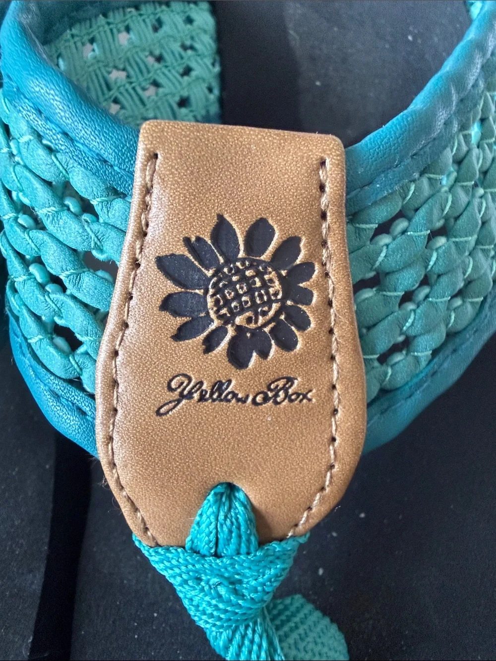 Yellow Box Teal Woven Thong Sandals with Tan Accent - Picture 3 of 13